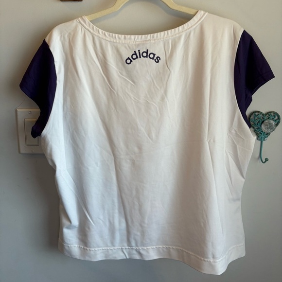 adidas White and Purple Short Sleeve Tee - Picture 3 of 4